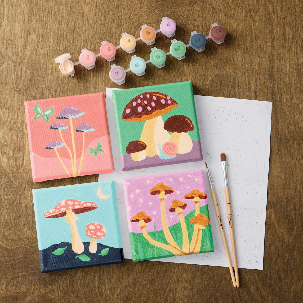 Mushrooms Paint-by-Number Gallery Mini Kit by Artist's Loft®